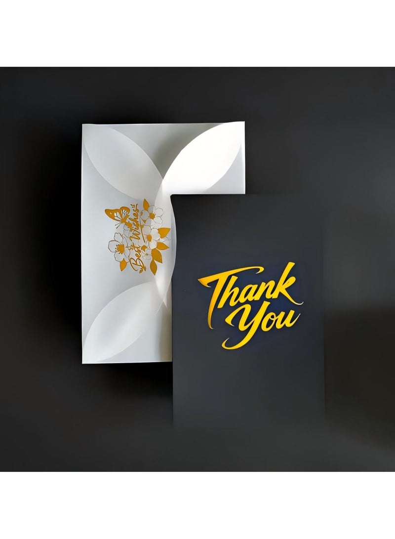 BenQuand Premium Mysterious Black & Gold Foil Thank You Greeting Card Set with Envelope, Stickers - Thank You Card - Postcard ，Perfect Gift for Middle East Celebrations, Business - Image 1